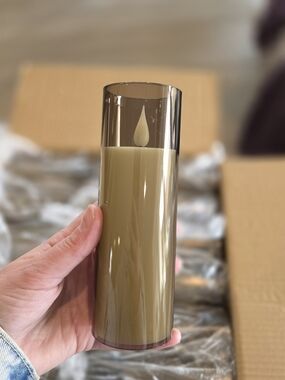 LED Pillar Candle with Smoky Glass Sleeve Set Of 24